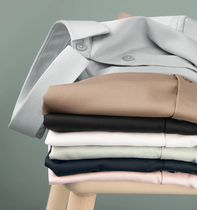 

Markless smooth nude shirt men's long sleeve slim 2021 spring new easy care casual shirt coat