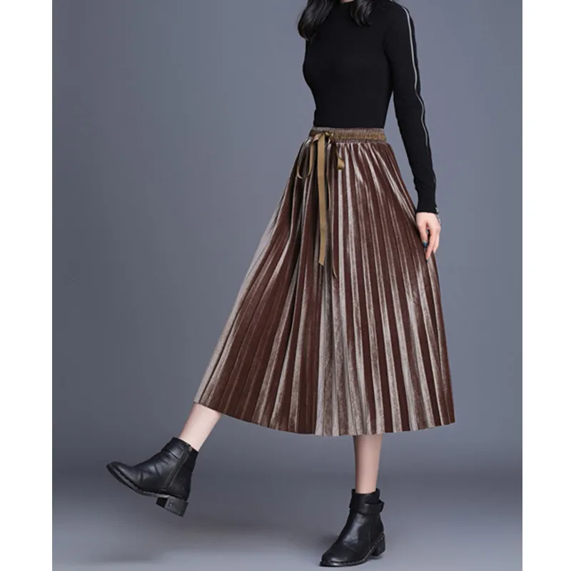 JUJULAND Весна Женская длинная металлическая Серебряная плиссированная юбка макси