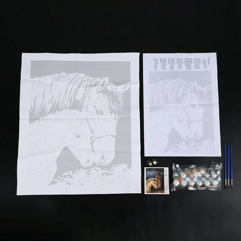 2 комплекта DIY картина маслом по номерам-лошади-для взрослых девочек Дети Белый