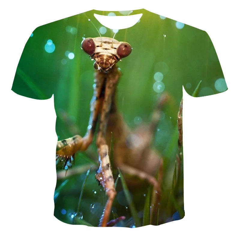 

Summer new 3D printing T-shirt round neck fashion sports and leisure hip-hop insect pattern T-shirt men and women color short-sl