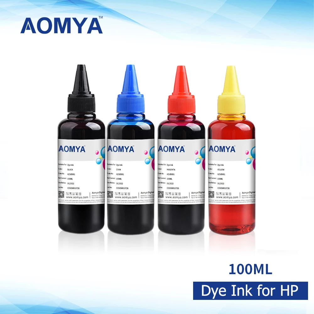 [4C*100mL] Aomya Dye Ink Refill For HP 301 302 304 305 Xl Printer Ink Deskjet 2540 2050 2510 2620 2630 2632 5030 5020 3720 3730