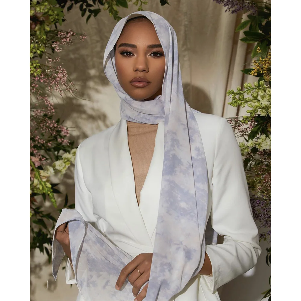 

Tie Dye Chiffon Hijab Scarf Summer Headscarf for Muslim Women Fashion Hijab Veil Islam Chifon Headwrap Ladies Pink Honey Blue