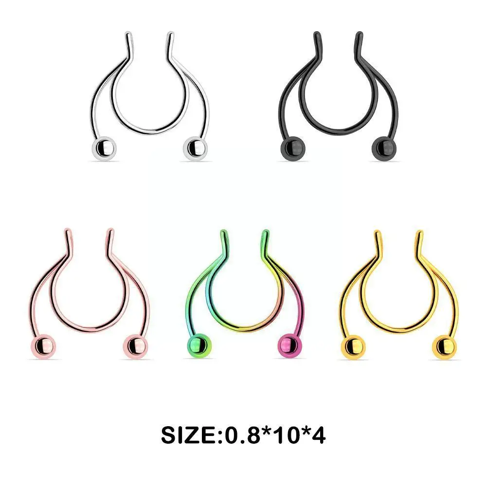

Steel Fake Nose Ring Alloy Nose Piercing False Jewelry Septum Hoop Nose Ring Piercing Ring C6b2