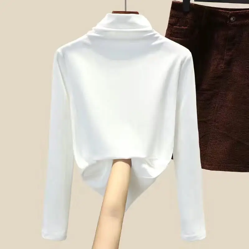

Woman Tshirts Women's Cotton Turtleneck Upper Clothes Long Sleeves T-shirt Women Tops Mujer Camisetas