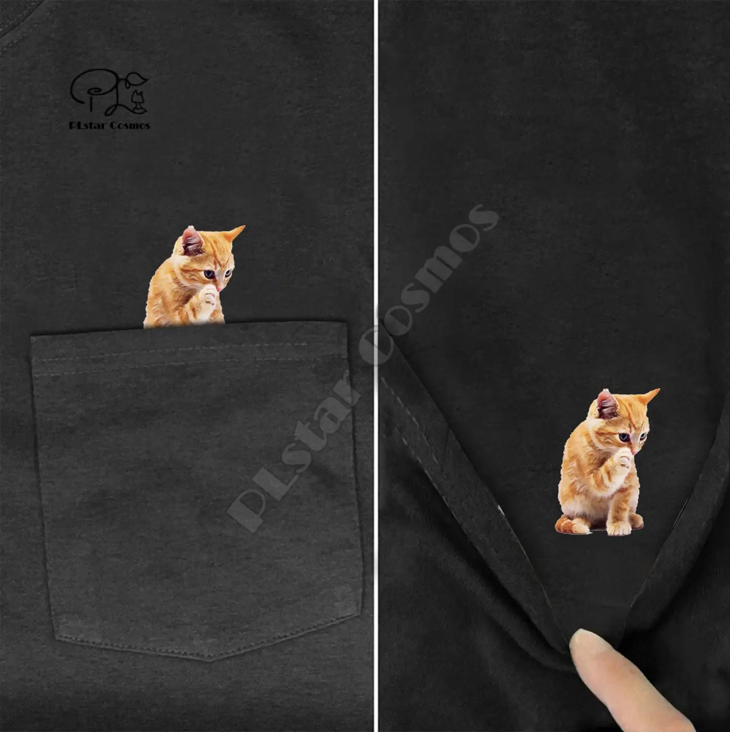 

PLstar Cosmos Cotton T Shirt Fashion Pocket Husky Dog Cat Ainmal Cartoon 3DPrint t-shirt Hip Hop funny Harajuku streetwear-a5