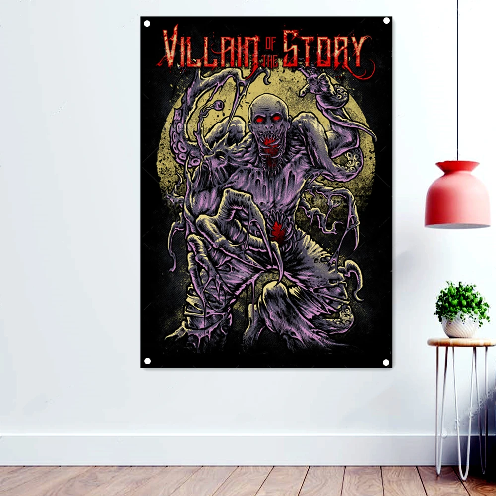 

VILLNIN OF THE STORY Death Metal Artist Poster Wallpaper Vintage Rock Band Music Banners Bloody Disgusting Tattoos Art Flags