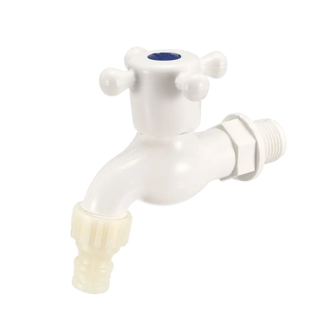 

uxcell 4pcs Plastic Water Tap Faucet Cross Handle with Single Spout G1/2 Male Thread Suitable for Kitchen, Bathroom, Garden