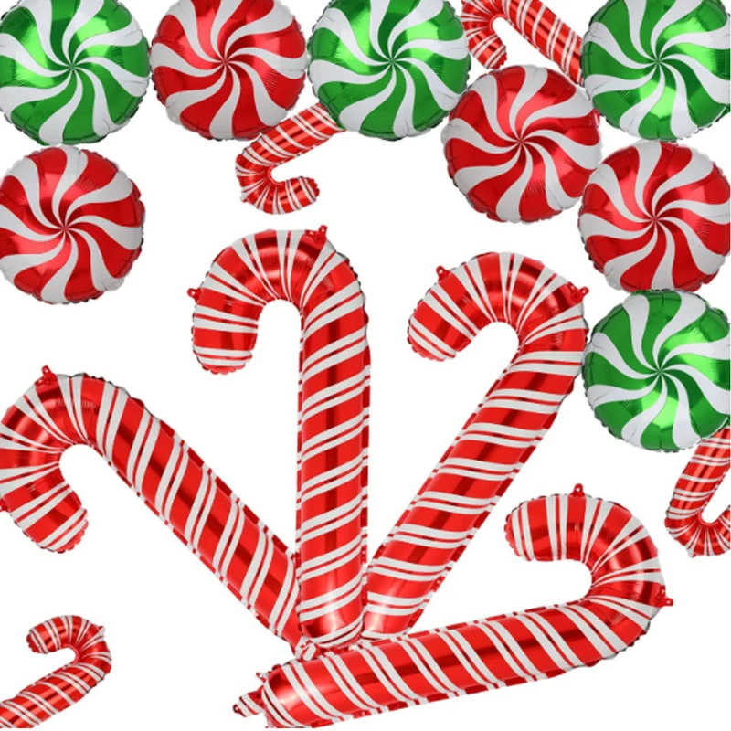 Рождественские конфеты тростник фольга майлар Воздушные шары большой Рождество
