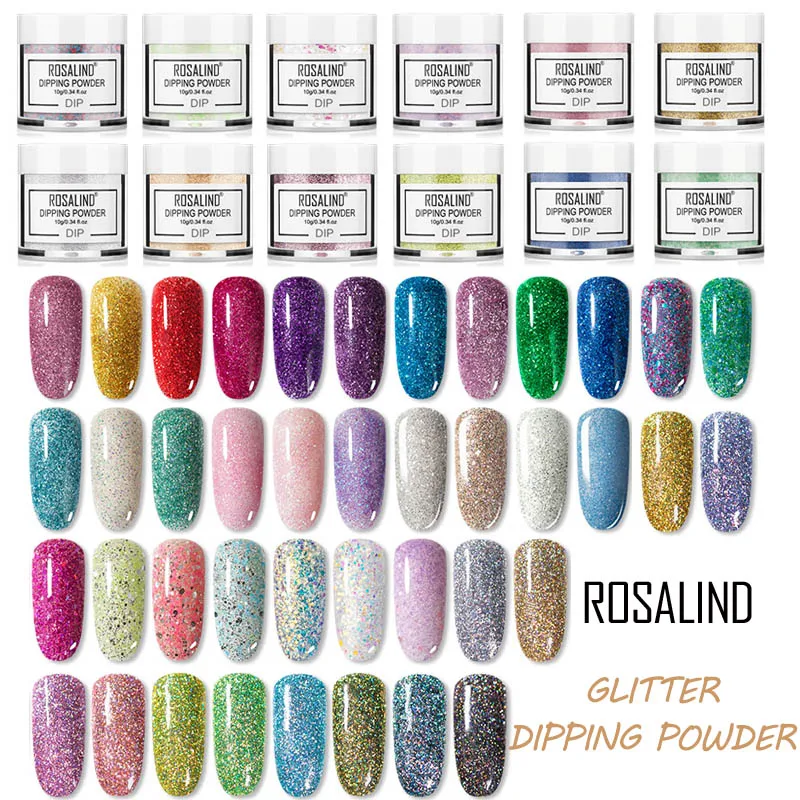Розалинд Блеск порошок погружения ногтя на ногтях 10g голографический для ногтей