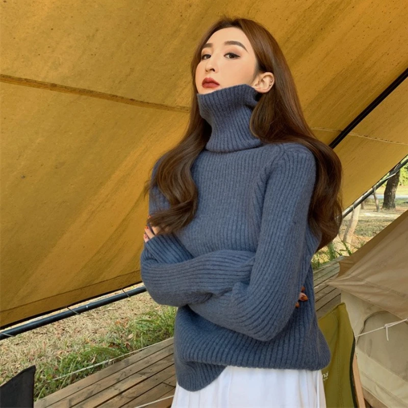 

Women Cashmere Winter Thicken Sweater Pullover Ladies Warm Solid Knitted Blouse Soft Full Sleeve Turtleneck Oversize Basic Tops