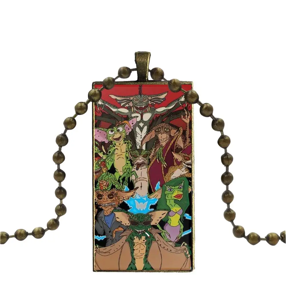 For Women Girls Design Fashion Vintage Glass Rectangle Necklace Pendants Gremlins | Украшения и аксессуары
