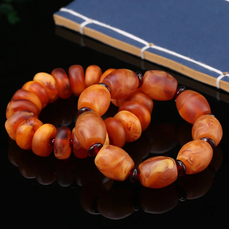 Натуральный Балтийский Янтарный эластичный браслет для женщин и мужчин Изящные