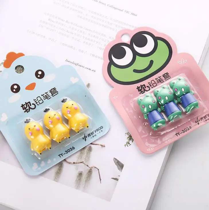 Колпачки для карандашей 3 шт. упак. колпачки с милыми животными лягушки защитные