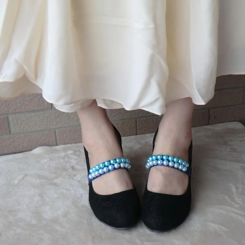 50 Pair Women Pearl Bands Shoelace Belts, Princess Shoe Accessory Decoration Straps for Sandal , Shoes Lace for Loose Shoes