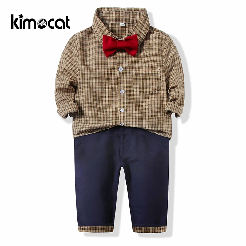 

Kimocat Boys Clothing Set Long Sleeve Autumn Infant Clothing Set Kids Baby Boy Suit Gentleman Wedding Formal Vest Tie Shirt Pant