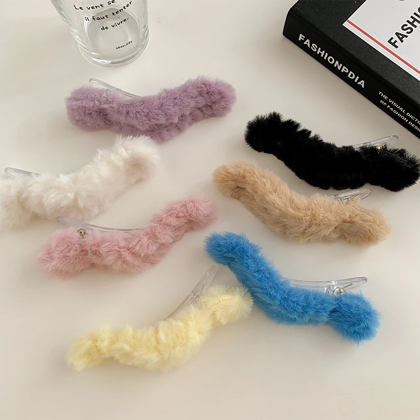 

New Cute Candy Color Big Irregular Temperament Hair Clip Imitation Fur Large Hair Clip Hairpin for Women Hair Accessories