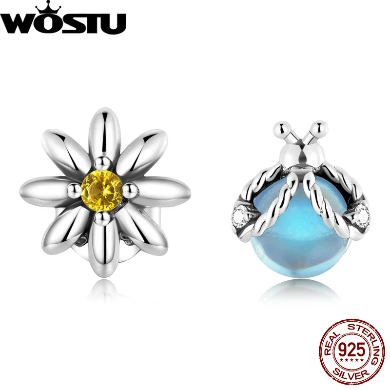 

Женские асимметричные серьги-кольца WOSTU, серьги из стерлингового серебра 925 пробы с цветком маргаритки, ювелирное изделие в подарок E1364