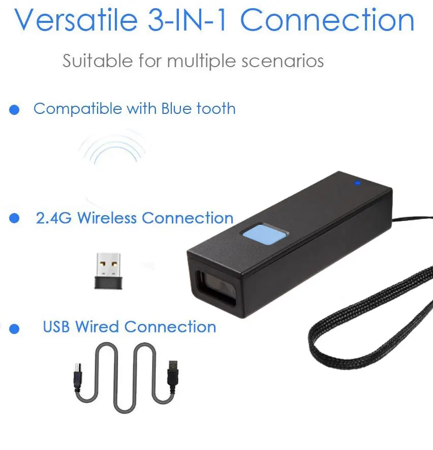 Беспроводной Bluetooth мини-сканер штрих-кодов Holyhah M2 CCD 2 4G для чтения табака 1D 2D QR PDF417