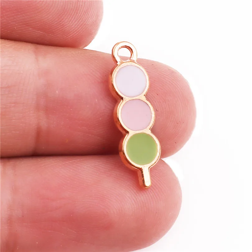 

20pcs Alloy Drop Oil Multicolor Sugar-Coated Haws golden Pendant Findings Charms for Jewelry DIY Necklace Accessories Making