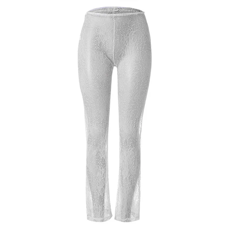 

2018 European and American-Style Summer Thin Sexy Lace Wide-Leg Pants Beach Holiday Transparent Bell-bottom Pants Hot Selling