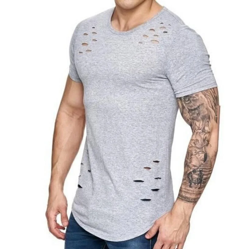 Новая мужская повседневная свободная Однотонная футболка с большими