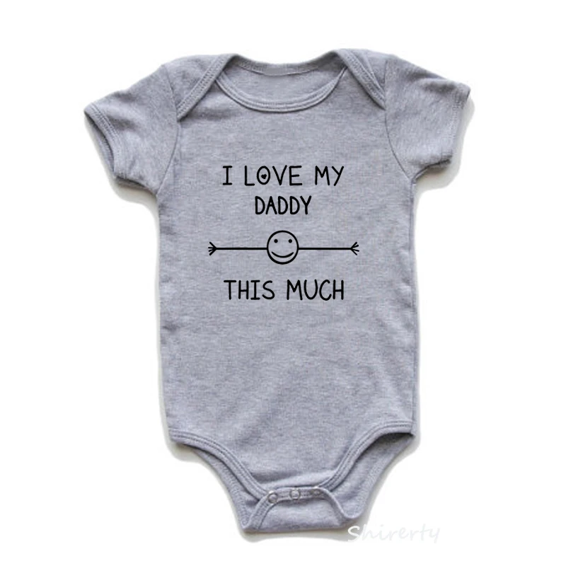 Love My Daddy-Grey1 I Love My Daddy/детские комбинезоны; хлопковая одежда с короткими рукавами для младенцев; Детский комбинезон с принтом «папа»; Одежда для маленьких мальчиков и девочек - Цвет: Love My Daddy-Grey1