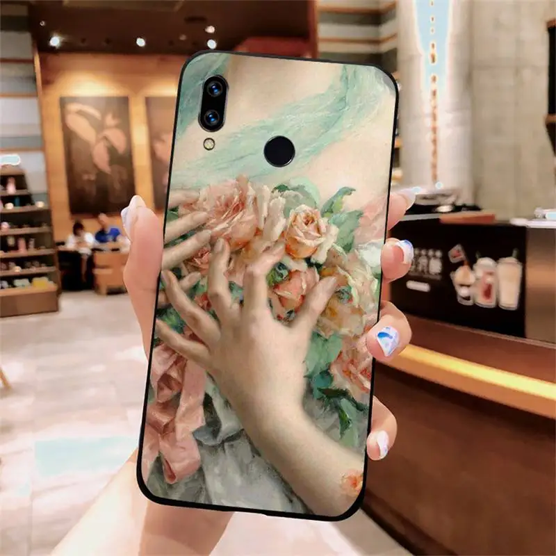 

Vintage art rose chrysanthemum Phone Case For Xiaomi Redmi note 7 8 9 t k30 max3 9 s 10 pro lite