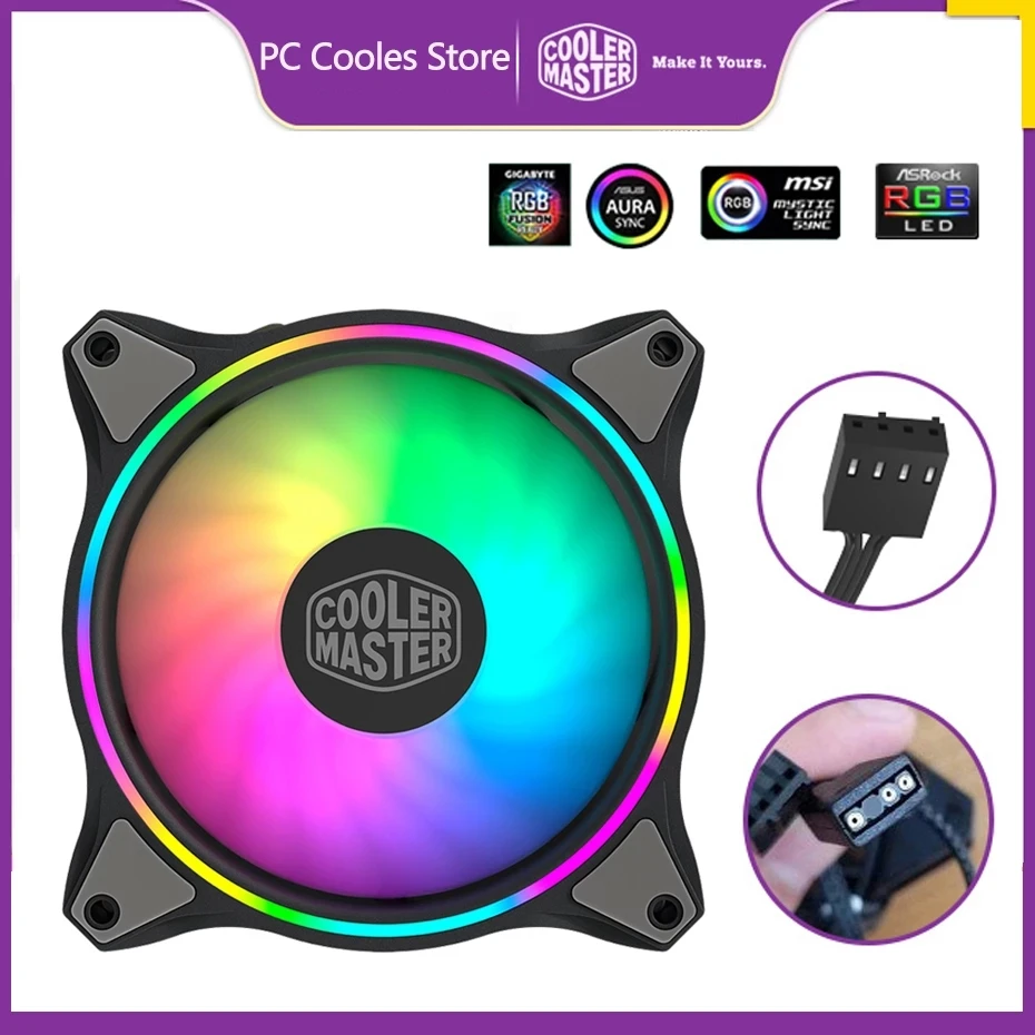 

Cooler Master MF140 HALO ARGB 14cm RGB 5V/3PIN Computer Case Quiet PWM Fan PC CPU Cooler Water Cooling 140mm Replaces Fans