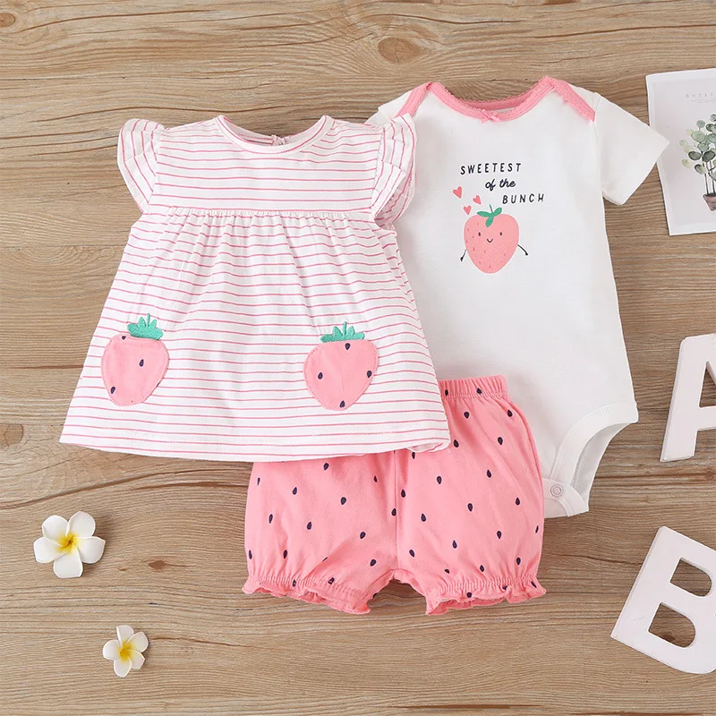 Infant suits 2021 summer baby girl fashion shorts suits cute casual girls jumpsuits 3PCS baby girl suits