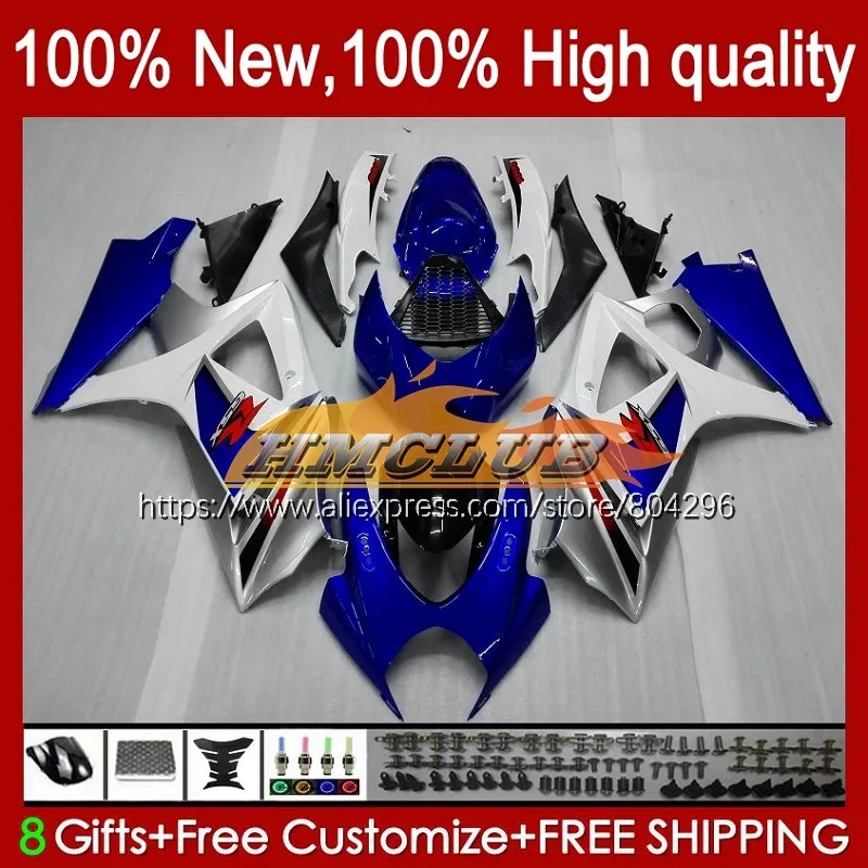 

Корпус для SUZUKI GSXR1000 K7 GSXR-1000 GSX R1000 35No.77 GSXR 1000 CC 1000CC 07 08 GSX-R1000 2007 2008 Обтекатели белый синий