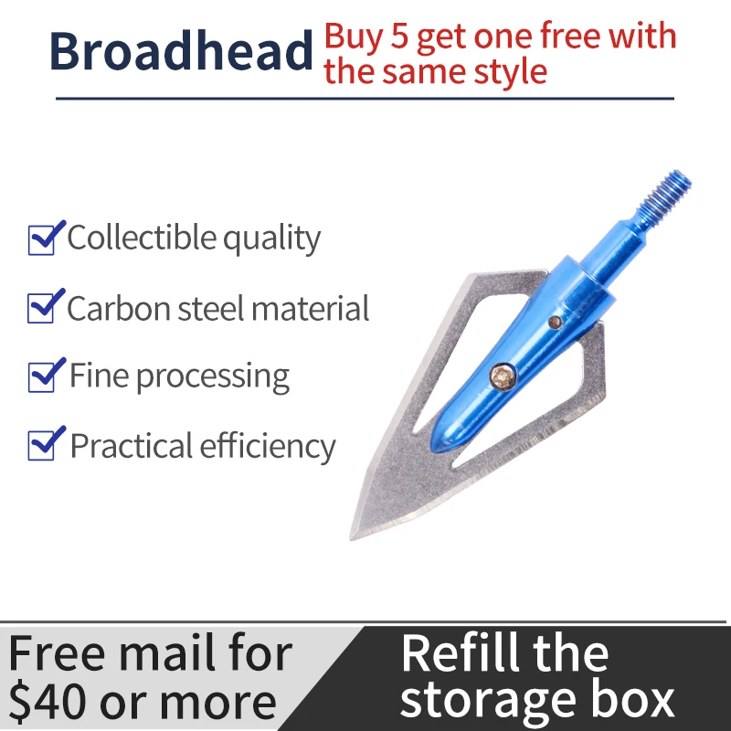 

Archery Two blades Broadheads 100 grain Hunting Arrowhead Tips for Compound Bow 6pcs with Arrow box