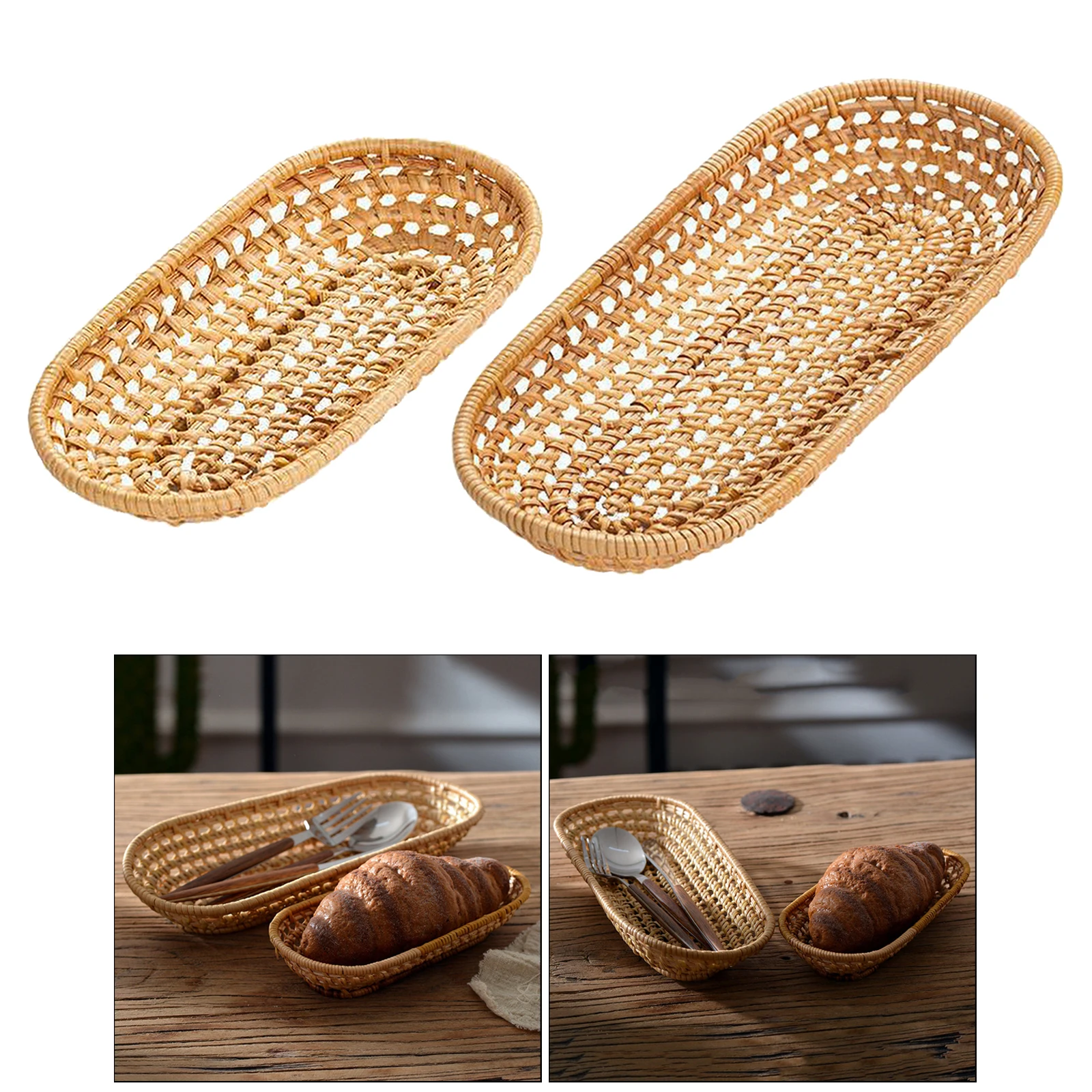 

Rattan Bread Basket Woven Storage Basket Kitchen Bread Box Storage Boxes