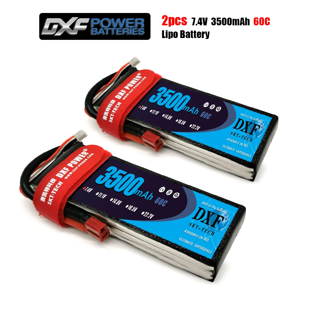 

Литий-полимерный аккумулятор DXF 2S, 2 шт., 7,4 В, 3500 мА · ч, 60C, макс. 120C для самолета, дрона, квадрокоптера, автомобиля, лодки, грузовика, fpv