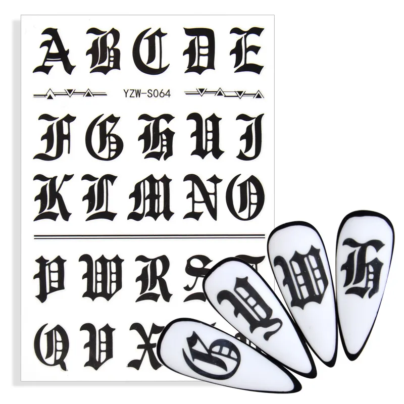 1 лист абстрактные женские водные переводки для ногтей с изображением алфавита
