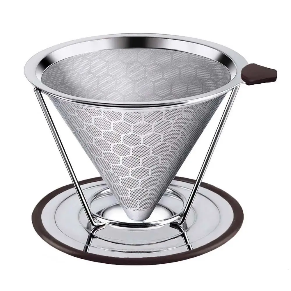 Reusable Coffee Filter Durable Stainless Steel Holder Mesh Funnel Baskets Pour Over Dripper Strainer Tool | Дом и сад
