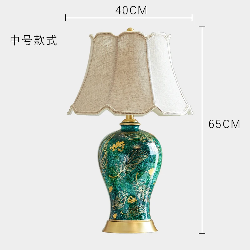 

TUDA 40x65cm American Hand Made Paiting Ceramic Table Lamp For Living Room New Chinese Style Retro Domestic Bedroom Bedside Lamp