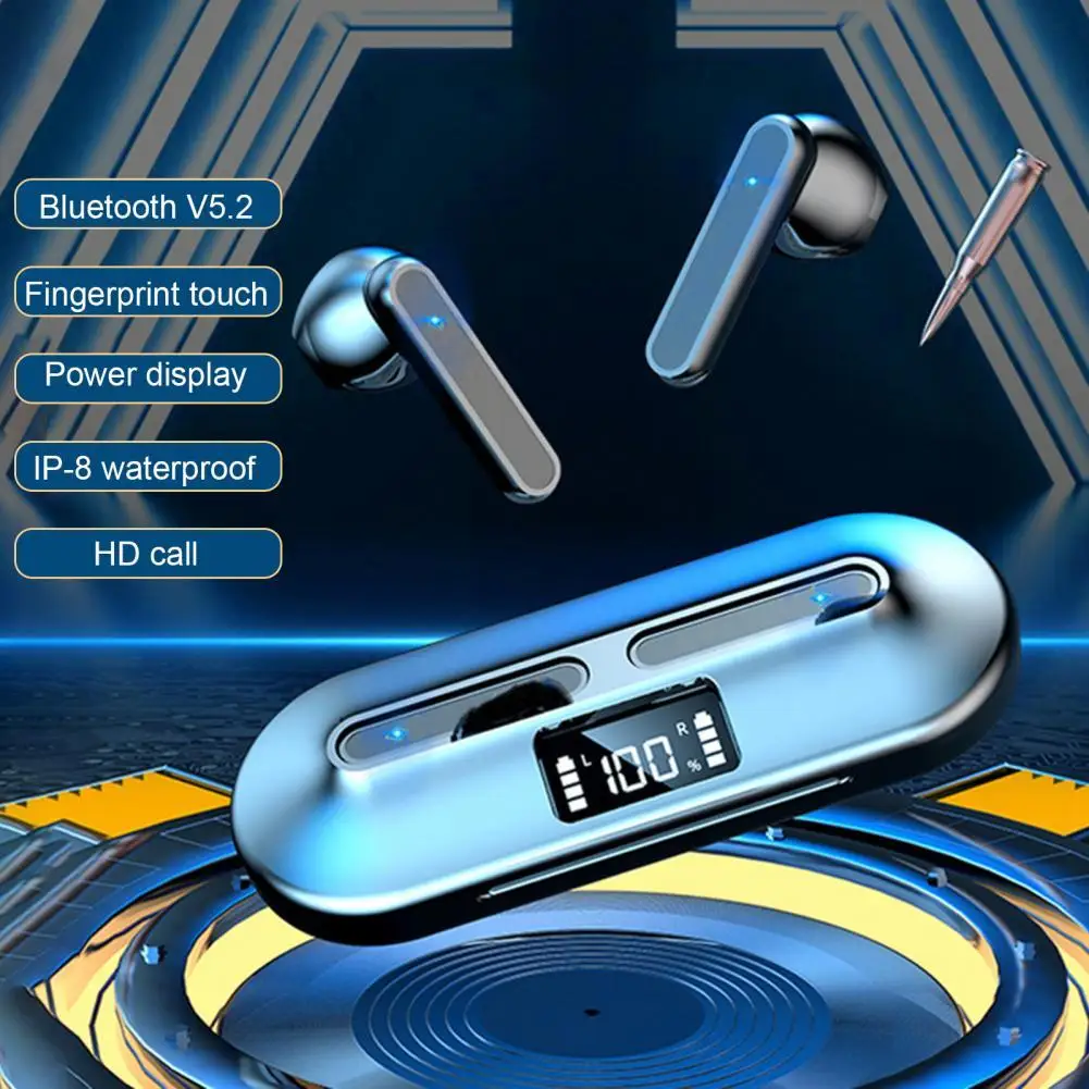 

V8 Noise Reduction TWS Earphones Digital Display Intelligent Touch Control Bluetooth Headsets IPX5 Waterproof Stereo Headphones
