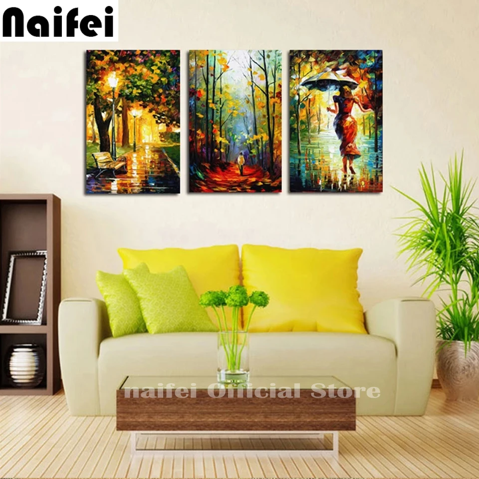 

3pcs DIY 5D Full Diamond Embroidery Abstract City Street Lamp Big Tree Landscape Square Diamond Painting Mosaic Cross Stitch Kit