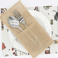 2pcs 11x22cm natural burlap utensil holders knifes forks bag cutlery pouch vintage wedding decor