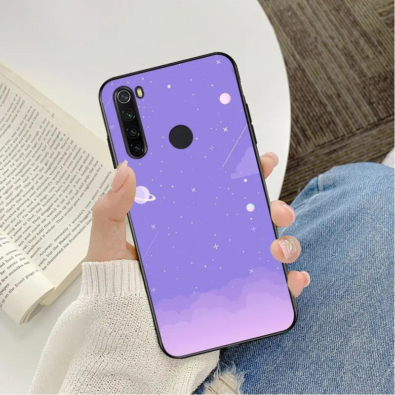 Simple lavender Purple flowers Cover Black Soft Phone Case For Redmi 5 6 5plus 6Pro 6A S2 4X Redmi 7 7A Cover case Mobile Cases