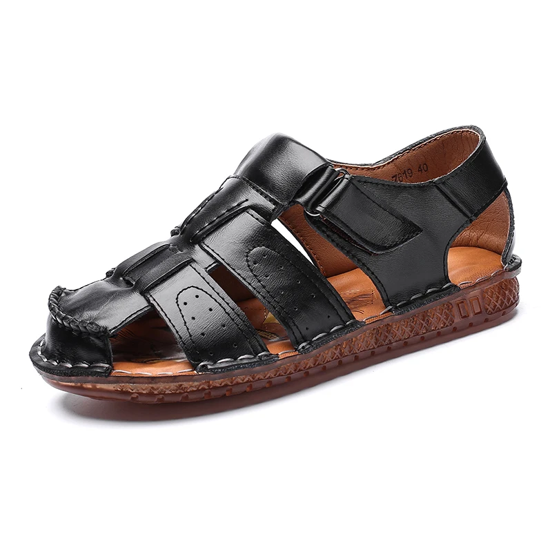 

Genuine Leather Men Sandals Outdoor Beach Sandals Summer Men Casual Shoes Gladiator Sandals Famous Brand Shoe Size 38-48