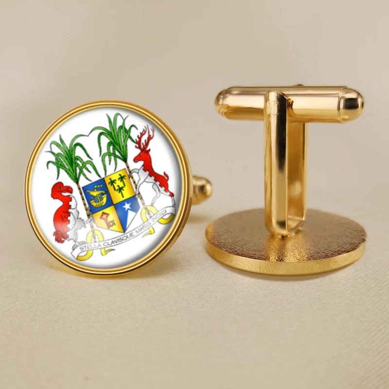 Запонки герб Маврикия карта флаг государственная эмблема | Украшения и