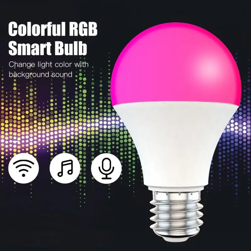 

9W WiFi Smart Light Bulb B22 E27 LED RGB Lamp Work with Alexa/Google Home 110/220V RGB+White Dimmable Timer Function Magic Bulb