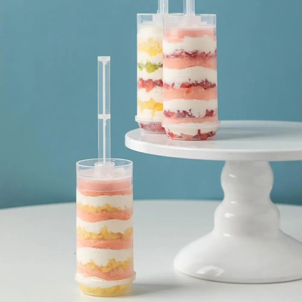 

10Pcs Plastic Transparent Push Buckets Waterproof Lightweight Healthy Transparent Cake Buckets Baking Supplies for Home