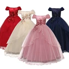 Платье принцессы с цветочным рисунком для девочек; Вечерние платья; Длинные платья для девочек; Свадебные платья с вышивкой; Вечерние платья; Vestidos