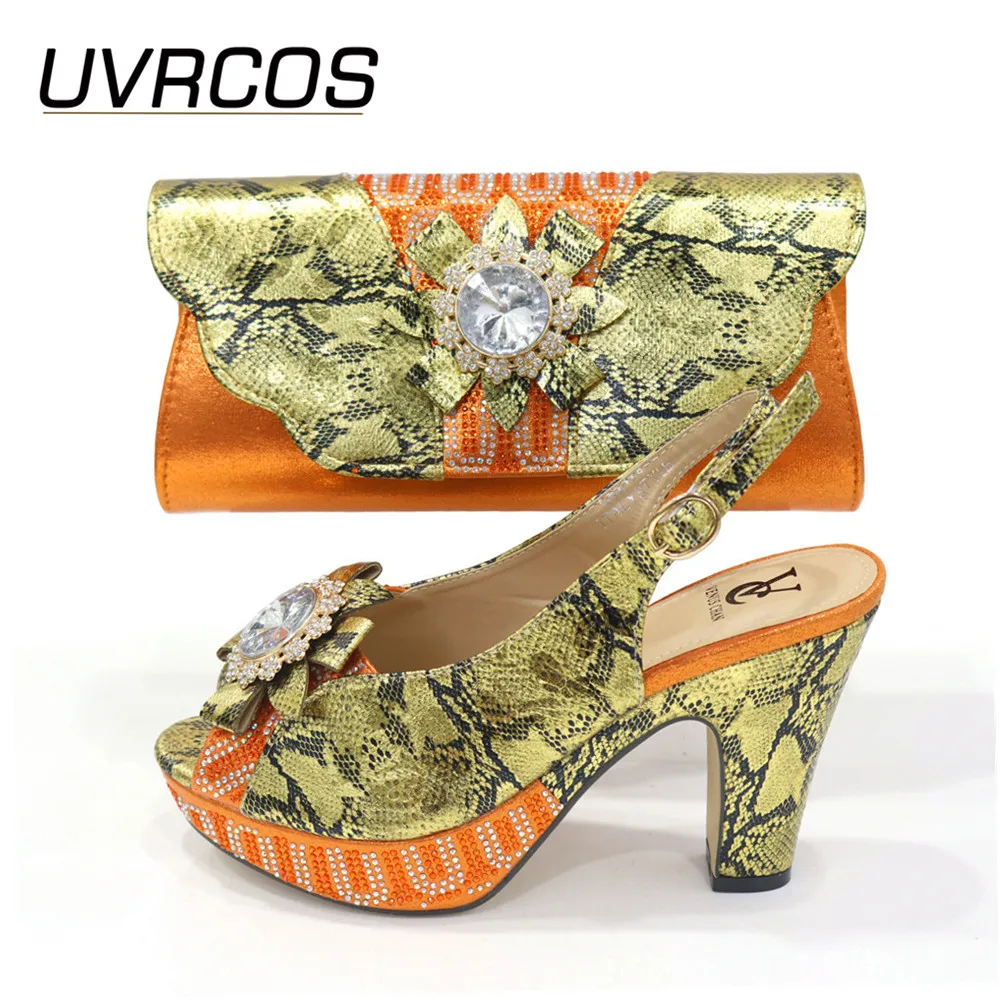

Latest Design Italian Shoes with Matching Bag 2021 Shoes Woman High Heel Wedding Shoes Shoe and Bag Decorated with Appliques