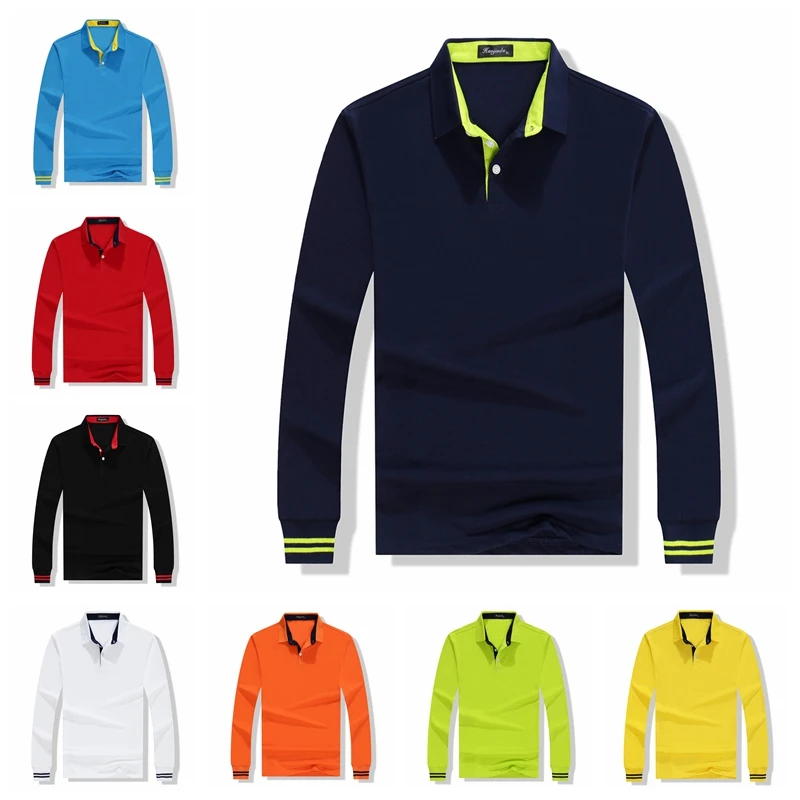 Осенняя Однотонная рубашка поло большого размера Женская хлопковая тонкая