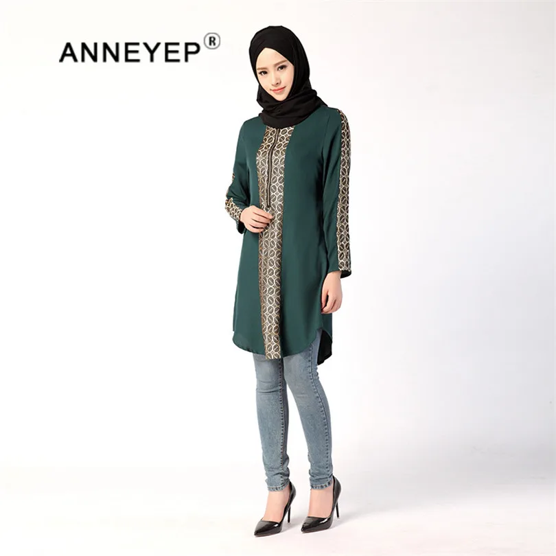 Ближний Восток Большие размеры Abayas мусульманская блузка Исламская одежда для