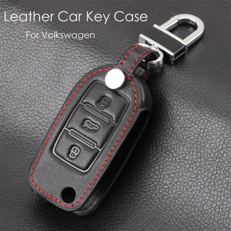 Кожаный чехол для автомобильных ключей Volkswagen VW Passat CC POLO Golf jetta tiguan Gol CrossFox Plus Eos