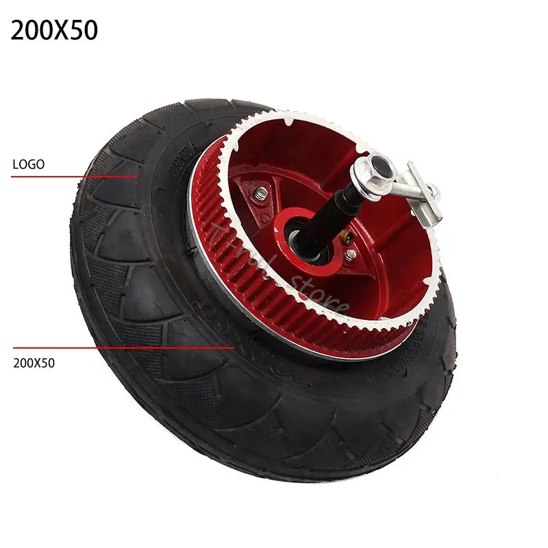 

200X50 Rear Wheel RED Hub With Drive Gear Aluminium Alloy Wheel Tire for Bicycle Bike Electric Scooter